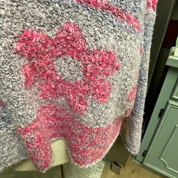 Sincerely Jules Size XS Floral Sweater Cropped Soft Floral Boxy Loose Fit Chunky - Picture 3 of 5